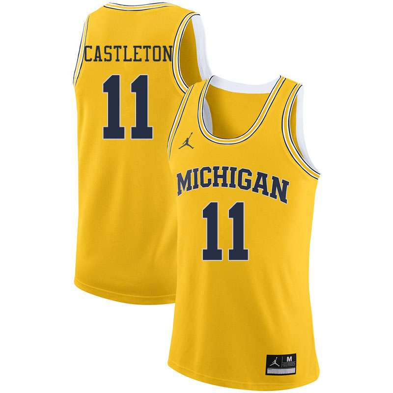 Jordan Brand Men #11 Colin Castleton Michigan Wolverines College Basketball Jerseys Sale-Yellow